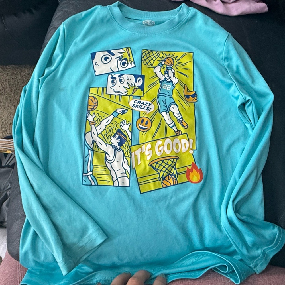 Boys Athletic Works Teal Long Sleeve swim top size 8 like new!